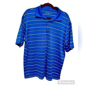 NIKE GOLF DRI FIT blue and white, striped polo size large